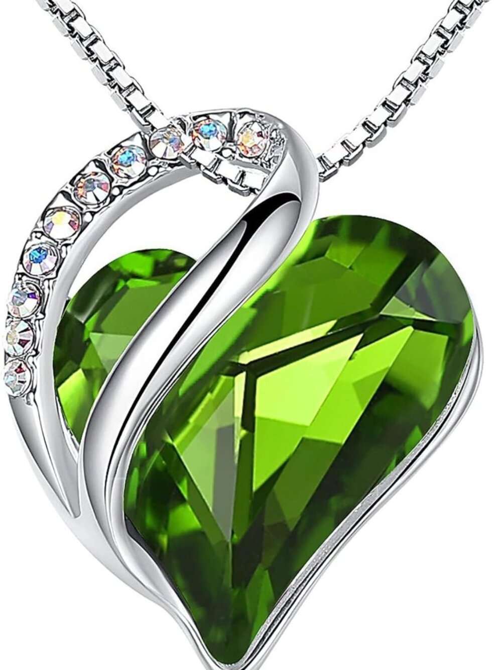 Infinity Love Birthstone Heart Crystal Pendant Necklace for Women - Adjustable